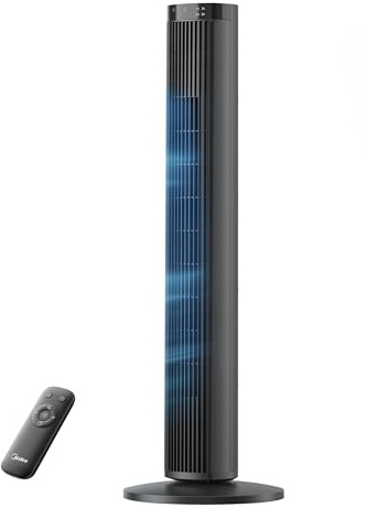 Midea Turmventilator mit Fernbedienung FZ10-26MR(BL), 97 cm, 33 dB leise, 90° Oszillation, 15H Timer, LED Display, 4 Geschwindigkeiten & 4 Modi, für Schlafzimmer & Büro, Schwarz
