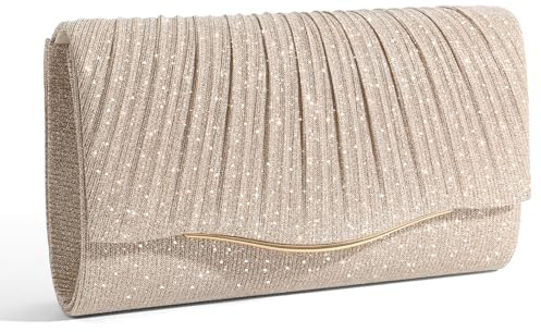 XquiziFit Abendhandtaschen Clutches Damen und Handtaschen für Damen | Glitzer Elegante Pailletten Umschlag Brauttasche mit Abnehmbare Metallkette für Hochzeit Party Prom