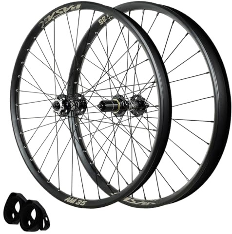 HOMSXPAC Paar 26/27,5/29 Zoll Mountainbike-Laufräder, 35 mm breit, für Dirt Jump, Cross-Country und All-Mountain, 32-Loch-Felge, Scheibenbremsen vorne und hinten, Schraubmontage, Einbaubrei