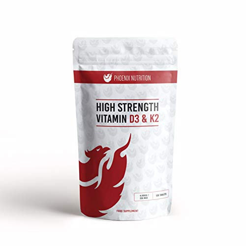 High Strength Vitamin D3 and K2 360 Tablets - 4,000 IU 250mcg - Phoenix Nutrition