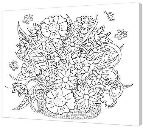 Pintcolor 7813.0 Keilrahmen mit Leinwand bedruckt zum Ausmalen, Holz-Tanne, weiß/schwarz, 40 x 50 x 3.5 cm