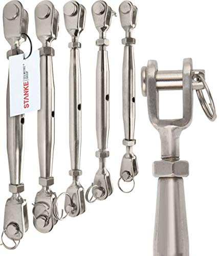 Seilwerk STANKE 4x M5 Spannschloss Gabel-Gabel aus Edelstahl INOX Seilspanner Spanner für Drahtseil Spannschraube 80 mm