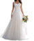 Robe de mariée longue en tulle avec bretelles, Blanc., 46