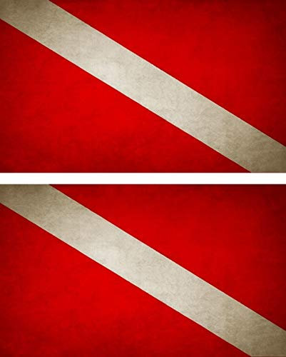 Akachafactory 2X Sticker Aufkleber Flaggen Flagge Fahne Vintage tauchen Scuba
