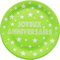 Fetez Lot de 20 Assiettes Rondes Carton Vert Clair, Joyeux Anniversaire et étoiles Blanches, Diam. 22,5cm