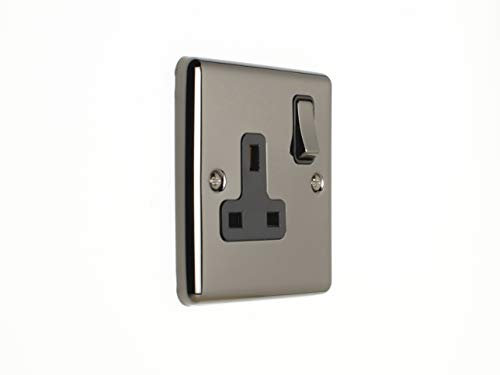 EUROLITE Enhance Black Nickel 1 Gang Single Plug Socket EN1SO BNB