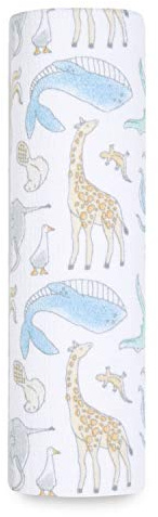 aden + anais™ Essentials Pucktuch, Wickel- und Schmusedecke für Neugeborene und Kleinkinder, Baby-Wickeltuch aus 100% Baumwolle für Mädchen und Jungen, 112x112cm, Natural History