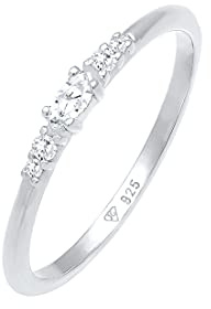 Elli Ring Damen Marquise Verlobung mit Zirkonia Kristallen 925 Silber
