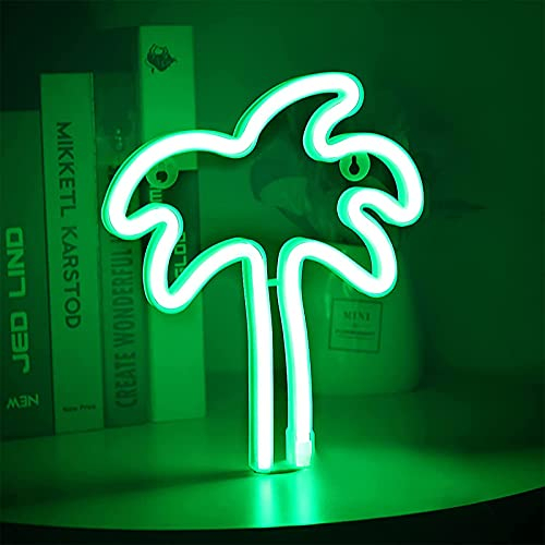 ENUOLI palmier noix de noix de coco de noix de coco de noix de noix de noix de noix de noix de nuit vert foncé neon signe USB & batterie suspendue pendu neon signe pour anniversaire fête de noël cham