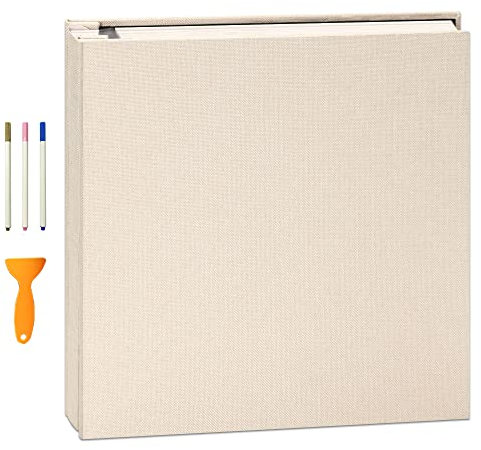 Yopih Selbstklebende 10x15 Fotoalbum Einkleben und zum Selbstgestalten Groß leinen Photoalbum mit 120 weißen Seiten, Hochzeit Jahrestag Geburtstag Geschenke, mit einem Kugelschreiber, 33x32cm