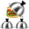 MoonSing Tapas para Hamburguesas, Juego de 3 Campana para Hamburguesas de Acero Inoxidable, Cúpula para Fundir y Tapa para derretir Queso, con Mango Resistente a Escaldaderas para Barbacoa, Bistec