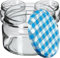 KADAX Lot de 10 bocaux à confiture, 250 ml, avec couvercle Twist-Off fi82, hermétiques et lavables au lave-vaisselle, en verre épais, choix de couvercles à visser (carreaux bleus)