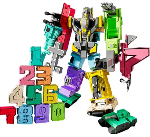 QSLKI Robots Numéricos Transformables, Juguetes Transformables para Regalo de Cumpleaños, Juguetes Intelectuales para Niños, Robots Educativos 3-6 Años Niños Jugando Aprendiendo (Type 1（0-9）)