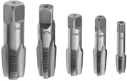 Be In Your Mind 5pcs NPT 60 Degrés Robinet de Tuyau Cylindrique Filetage Robinets Convient pour 1/8 1/4 3/8 1/2 3/4 NPT Filetage de Tuyau Portant Outil de Filetage de Tuyau en Acier