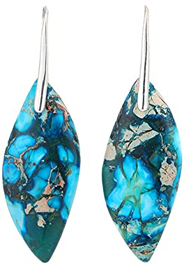 Modische Ohrstecker, baumelnde Ohrringe, Blattform, eleganter Naturstein, alle passenden modischen Haken-Ohrringe für Frauen, Zink, Kein Edelstein