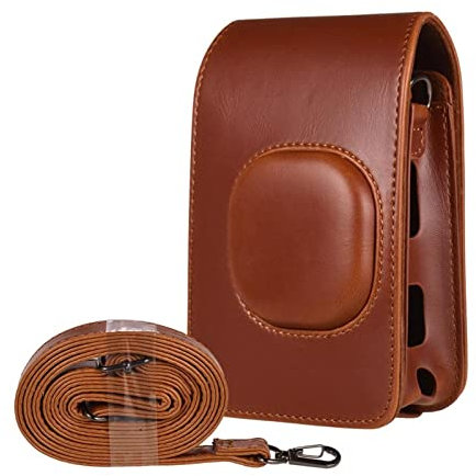 SENHE Retro Soft Mini Camera Bag PU Leather Case with Shoulder Strap Instant Camera Bag Fit for Fujifilm Instax Mini LiPlay (Color : Bruin)