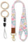 YzmrBdqc Halsriemen Schlüsselbund Lanyard, Neck Lanyard strip mit 3 Zubehör, Zweiseitiger Druck in Voller, für Schlüssel, ID Badge Card Holder, Ausweishülle, Mobile Handys Telefon (Rosa Blumen)