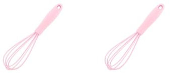 Lot de 2 fouets en silicone - Ustensiles de cuisine anti-rayures - Batteur à œufs - Rose - 17 x 4 x 4 cm