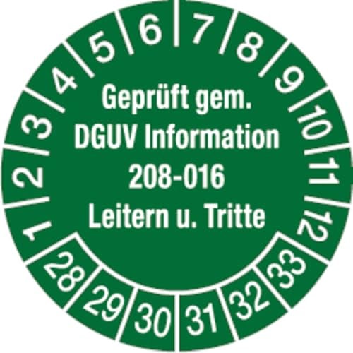 Dreifke® Prüfplakette ab 28 geprüft gem. DGUV Information 208-01 - 30 mm Folie selbstklebend, 10St