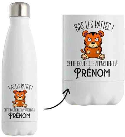 Bouteille Gourde Isotherme Prénom personnalisable bas les pattes | idée cadeau personnalisé drôle et original