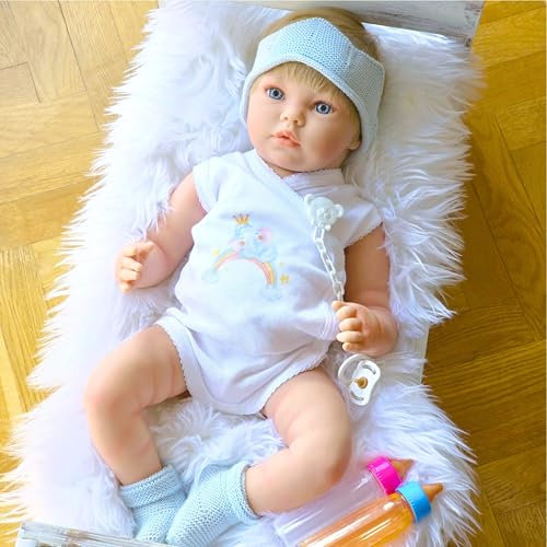 MARÍA JESÚS Reborn Baby Puppen Lebensecht Junge 52cm, 2Kg, badefähigen und voller Vinylkörper Realistisch Weiches Vinylsilikon, Reborn Babys