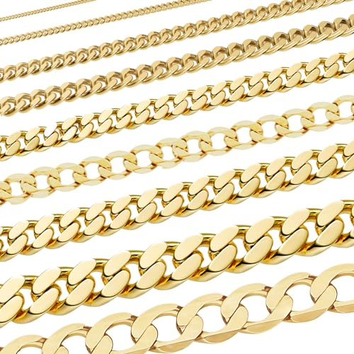 Edle Echt Goldkette Breiten 0,8mm-6,0mm Panzerkette 333-8 Karat Gold, Breite der Panzerkette:2.7 mm weit, Länge der Kette:50 cm Halskette