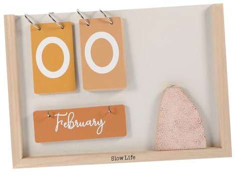 TEHAUX Holzkalender Tischkalender Wiederverwendbarer Ewiger Kalender Mit Wochenanzeige Haushaltskalender Für Schreibtischdekoration Und Tischdekoration Im Rustikalen Vintage-stil