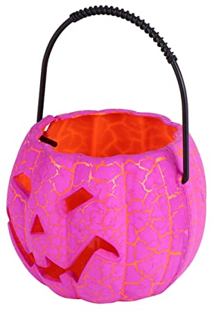 Yardenfun Crackle Glow Kürbis Eimer Halloween Dekoration Halloween-Dekoration Halloween-Kürbislaterne Süßes oder Saures Partyzubehör Laternendekoration Kürbis Lichter LED Requisiten Kleidung