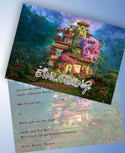 VSW 12 Einladungskarten & 12 Umschläge für Geburtstag Partys und Kindergeburtstag Encanto Nr. 13