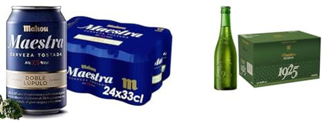 Mahou Maestra Doble Lúpulo, Cerveza Tostada Lager, 7.5% Alcohol, Pack de 24 Latas x 33 cl + Alhambra Reserva 1925, Cerveza Extra de Fermentación Lenta, Pack de 24 Botellas x 33 cl, 6.4% Alcohol