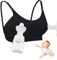 Wisebom Nursing Bras Breastfeeding, Hands Free Pumping Bras, Comfortable No Underwire Adjustable Seamless Breast Feeding Bra with Extension Buckle for Pregnancy Breastfeeding Sleeping, L Black