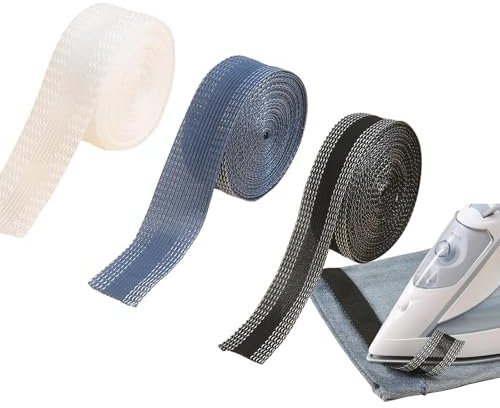 Orlo Svelto,3 Rotoli 10M Nastro Adesivo con Orlo per Pantaloni,Larghezza 2,5CM Orlo Svelto Termoadesivo,Nastro Termoadesivo per Tessuti,Nastro Termoadesivo,per Jeans,Vestiti,Cravatta Gonna