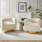 HULALA HOME Sessel gemütlich Loungesessel Clubsessel mit ergonomische Rückenlehne und goldenem Metallgestell drehbar Lesesessel aus Samt für Wohnzimmer und Schlafzimmer 2er Set, Weiß