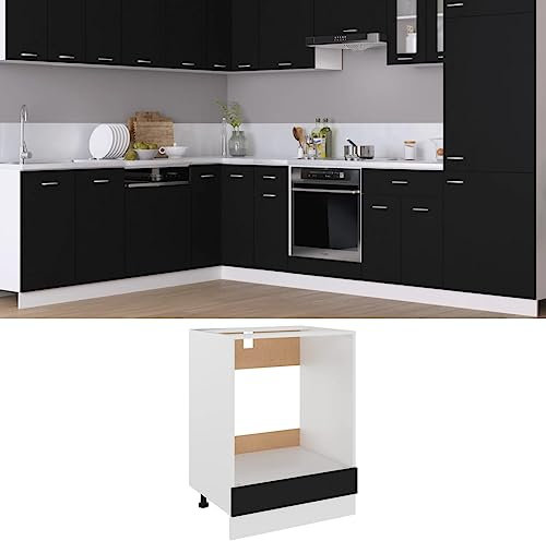 Hommdiy Herdumbauschrank Schwarz 60x46x81,5 cm Holzwerkstoff