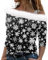Plüsch Schulterfrei Langarm Pullover Glitzer Chritmas Drucken Oberteile Mesh Off Shoulder Weihnachtspullover Damen Mit Schulterriemen Weihnachtsbluse Weihnachtsshirt Langarm Tops(Black,XL)