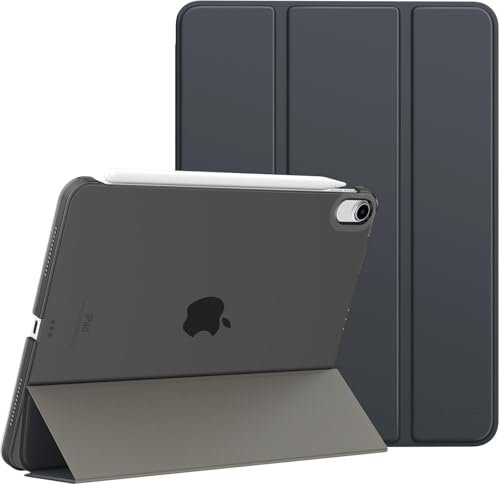 World biz Étui intelligent pour iPad Air 11 (2024) M2, iPad Air 6e génération, coque arrière translucide en cuir synthétique avec fonction veille/réveil automatique pour iPad Air 11 (gris)