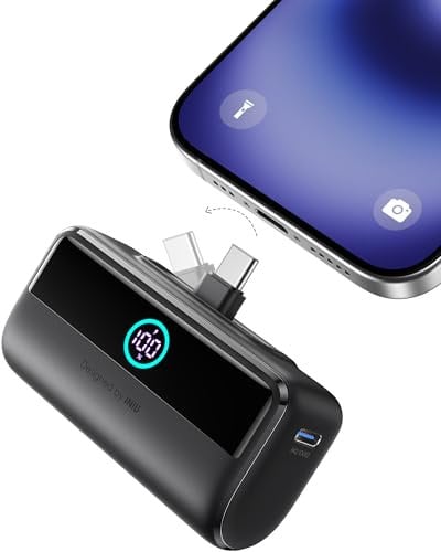 INIU 22.5W 5500mAh Power Bank Mini, Caricatore Portatile Pieghevole PD USB-C, Ricarica Rapida Batteria Esterna Mini Powerbank con LED Display iPhone 16 15 14 13 Pro Max Samsung S23 iPad