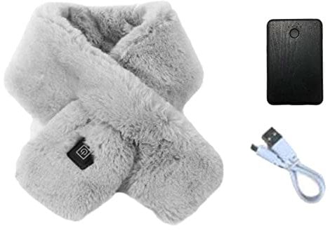 Beheizter Schal mit akku Damen Herren, Polar Fleece Beheizbarer Schal mit 3 Temperaturstufen Heizschal USB Elektrischer Nackenwärmer Elektrisch Beheizter Wickelschal Wärmeschal für Camping Skifahren