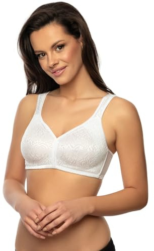 VIANIA! Soft-BH 244461 Rose bügellos und nahtlos geformten Cups mit Rosenmotiv in Weiß I Schwarz