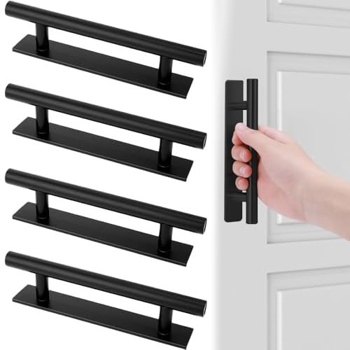 MQWDGJ Adhesive Cabinet Handles, 4 Pcs Stick on Cabinet Handles, Kitchen Cupboard Handle Cabinets Door Handle for Drawer Wardrobe Window Furniture(Black)