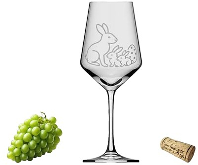 eXODA Graviertes Osterhasen-Weinglas 350ml spülmaschinenfest für Feste