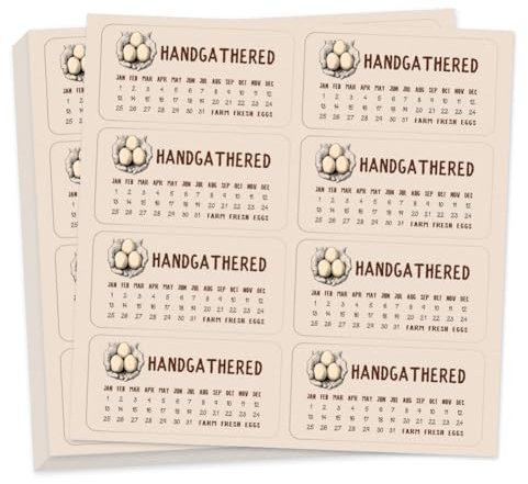 GOMAKERER 160 Stück Eierkarton Etiketten, Aufkleber Für Handgesammelte Frische Eier Vom Bauernhof Sammeldatum Beschreibbarer PET Aufkleber Für Eierverpackungen Für Kartonbehälter Kartons Vorräte