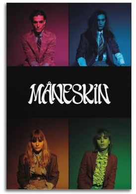 QWQEUTY Maneskin Poster, ästhetische Wandkunst, Leinwand, Vintage-Poster, dekoratives Gemälde, Wohnzimmer, Schlafzimmer, Dekoration, 50 x 75 cm, ungerahmt, 5 Stück
