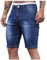 Short Baggy en Jean pour Homme, Short Bermuda Jean Homme, Été Casual Pantalon en Jean Slim À Fermeture Éclair Et Élastique avec Poches Bermuda Short Jogging Sport Denim Shorts Fitness