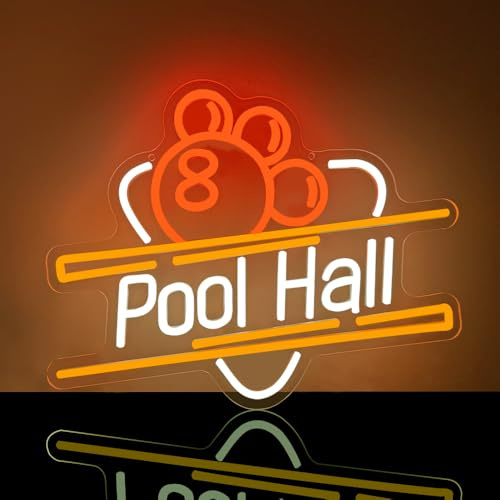 Pool Hall Neon Schild,Billard LED Schilder für Wand Dekor,Game Neon Sign für Home Bar Schlafzimmer Club Party Man Cave,Pool Table Deko Geschenk für Lady Männer USB Powered（15.4*12.3）