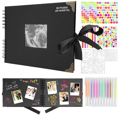 LPZMPZ Fotoalbum 30x21cm/ 80 Seiten,.Fotobuch zum Selbstgestalten | Scrapbook Einkleben, Photo Album Fotoalben Groß, Foto Buch Selber, Gestalten Ringbuch für Baby Hochzeit Geburtstag