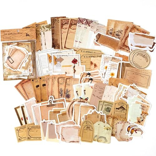 100 Stück Scrapbooking Sticker,Washi Aufkleber Beschreibbar Journal Sticker Designpapier Scrapbook Zubehör für Tagebuch Stempel Scrapbook Kalender Notizbuch Fotoalbum Dekoration
