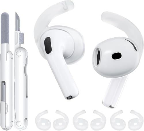 TNSNK 4 Paar Ohrpolster für AirPods 5/4 Ohrhörer-Abdeckungen (Transparent) | Anti-Slip Design, Weiches Silikon, Hautfreundlich, mit Cleaning Kit & Organisator
