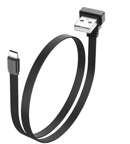 JSADZKJ Câble USB A vers USB C flexible à 90 degrés, câble plat USB 2.0 vers Type C à angle droit,câble plat court USB C à charge rapide PD 65 W pour Phone 15/16,S23/S22/S21,Carplay 1,6Ft (Angle Bas)