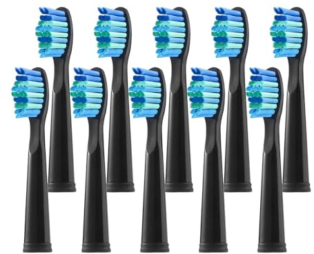 Bürstenköpfe, kompatibel mit Seago | Elektrischer Zahnbürstenkopf für Fairywill, Kunststoff(10pcs Black)